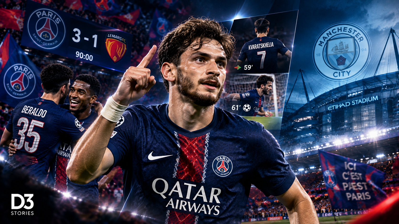 PSG 3-1 Le Mans : Kvaratskhelia retrouve la lumière avant Manchester City