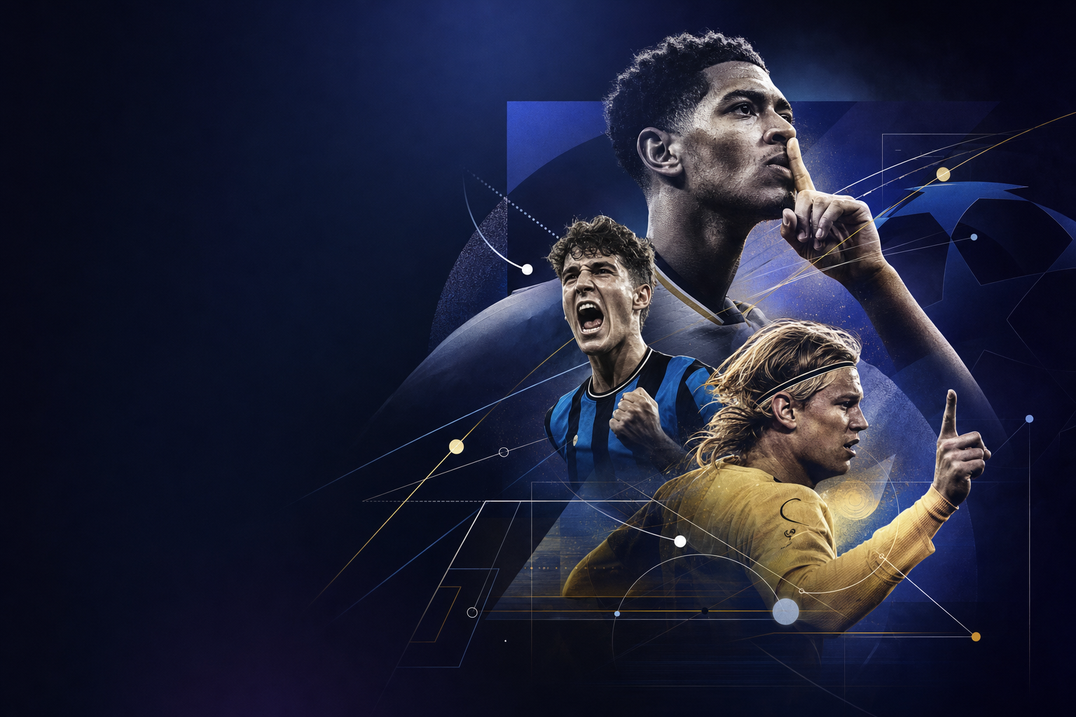 Illustration éditoriale D3 générée par IA : « Journée 2 : Real Madrid, Club Brugge et Bodo/Glimt créent la surprise »